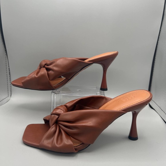 ASOS Shoes - ASOS DESIGN Hector knotted heeled mules in chocolate sz 8